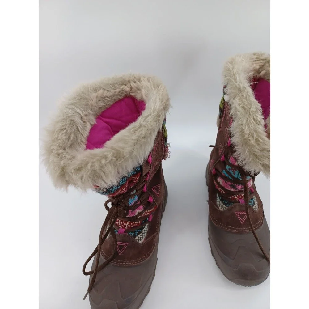 The North Face Winter Boots Girls 7 Shellista Lace Novelty2 Faux Fur Trim Nordic